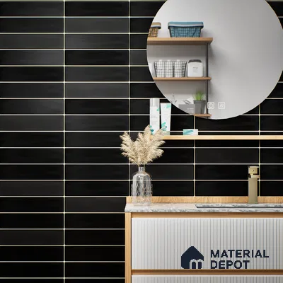 Subway Wall Tile TL 04826 N Encanto Inky Depths 12 x 3 inch Ceramic Matte Finish - 6.5 mm | Suitable for Highlighter Walls, Foyer, Bathroom, Kitchen Wall & Backsplashes (Sample)