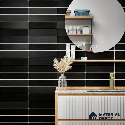 Subway Wall Tile TL 04826 N Encanto Inky Depths 12 x 3 inch Ceramic Matte Finish - 6.5 mm | Suitable for Highlighter Walls, Foyer, Bathroom, Kitchen Wall & Backsplashes