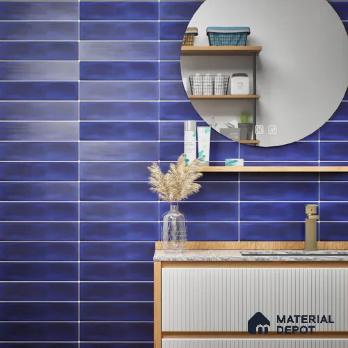Subway Wall Tile TL 04826 P Encanto Azul Navia 12 x 3 inch Ceramic Matte Finish - 6.5 mm | Suitable for Highlighter Walls, Foyer, Bathroom, Kitchen Wall & Backsplashes
