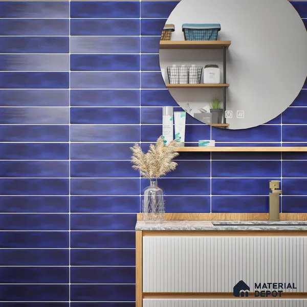 Subway Wall Tile TL 04826 P Encanto Azul Navia 12 x 3 inch Ceramic Matte Finish - 6.5 mm | Suitable for Highlighter Walls, Foyer, Bathroom, Kitchen Wall & Backsplashes