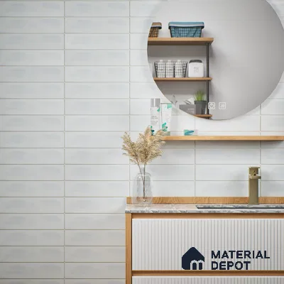 Subway Wall Tile TL 04826 S Encanto Oxford White 12 x 3 inch Ceramic Matte Finish - 6.5 mm | Suitable for Highlighter Walls, Foyer, Bathroom, Kitchen Wall & Backsplashes (Sample)