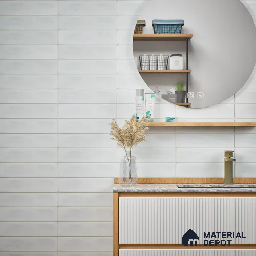 Subway Wall Tile TL 04826 S Encanto Oxford White 12 x 3 inch Ceramic Matte Finish - 6.5 mm | Suitable for Highlighter Walls, Foyer, Bathroom, Kitchen Wall & Backsplashes