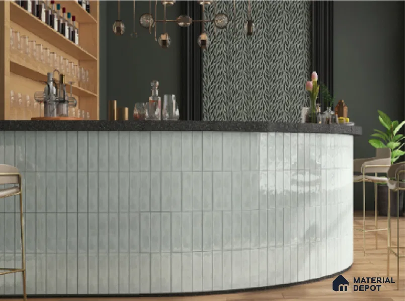 Subway Wall Tile TL 04826 Encanto Shade 1 Liz Green 12 x 3 inch Ceramic Glossy Finish - 6.5 mm | Suitable for Highlighter Walls, Foyer, Bathroom, Kitchen Wall & Backsplashes (Sample)