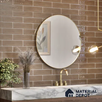 Subway Wall Tile TL 04826 T Encanto Shade 1 Tawny Umber 12 x 3 inch Ceramic Glossy Finish - 6.5 mm | Suitable for Highlighter Walls, Foyer, Bathroom, Kitchen Wall & Backsplashes