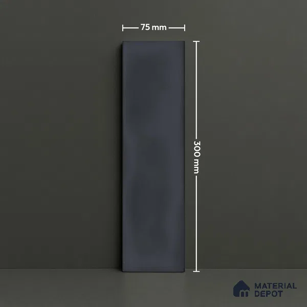 Subway Wall Tile TL 04826 V Encanto Shade 2 Black Abyss 12 x 3 inch Ceramic Glossy Finish - 6.5 mm | Suitable for Highlighter Walls, Foyer, Bathroom, Kitchen Wall & Backsplashes (Sample)