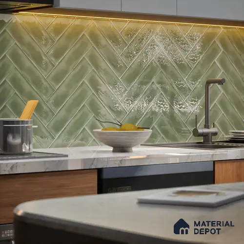 Subway Wall Tile TL 04826 W Encanto Shade 1 Emerald Isle 12 x 3 inch Ceramic Glossy Finish - 6.5 mm | Suitable for Highlighter Walls, Foyer, Bathroom, Kitchen Wall & Backsplashes