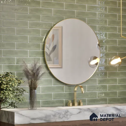 Subway Wall Tile TL 04826 W Encanto Shade 1 Emerald Isle 12 x 3 inch Ceramic Glossy Finish - 6.5 mm | Suitable for Highlighter Walls, Foyer, Bathroom, Kitchen Wall & Backsplashes