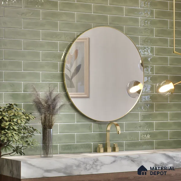 Subway Wall Tile TL 04826 W Encanto Shade 1 Emerald Isle 12 x 3 inch Ceramic Glossy Finish - 6.5 mm | Suitable for Highlighter Walls, Foyer, Bathroom, Kitchen Wall & Backsplashes