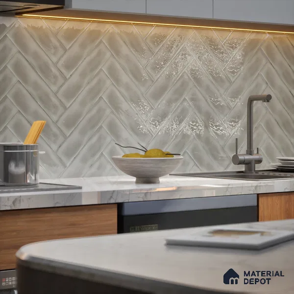 Subway Wall Tile TL 04826 X Encanto Shade 2 Glam Silver 12 x 3 inch Ceramic Glossy Finish - 6.5 mm | Suitable for Highlighter Walls, Foyer, Bathroom, Kitchen Wall & Backsplashes