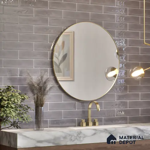 Subway Wall Tile TL 04826 Y Encanto Shade 3 Stormy Grey 12 x 3 inch Ceramic Glossy Finish - 6.5 mm | Suitable for Highlighter Walls, Foyer, Bathroom, Kitchen Wall & Backsplashes