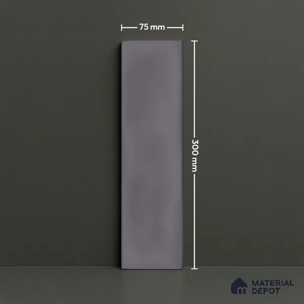 Subway Wall Tile TL 04826 Y Encanto Shade 3 Stormy Grey 12 x 3 inch Ceramic Glossy Finish - 6.5 mm | Suitable for Highlighter Walls, Foyer, Bathroom, Kitchen Wall & Backsplashes (Sample)