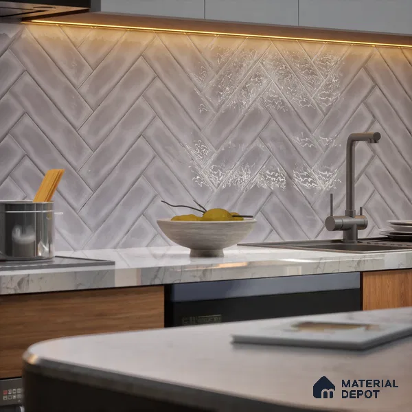Subway Wall Tile TL 04826 Z Encanto Shade 4 Dove Knight 12 x 3 inch Ceramic Glossy Finish - 6.5 mm | Suitable for Highlighter Walls, Foyer, Bathroom, Kitchen Wall & Backsplashes (Sample)