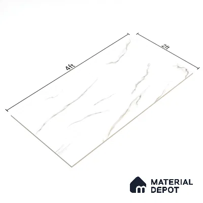Budget Friendly Marble Floor & Wall Tile Value For Money TL 05601 Statuario Pacific 4 ft x 2 ft - Vitrified Glossy Finish -9 mm | 3 Random Design | Suitable for Living Room, Bedroom & Bathroom