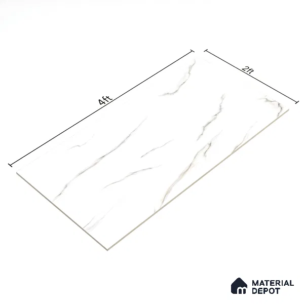 Budget Friendly Marble Floor & Wall Tile Value For Money TL 05601 Statuario Pacific 4 ft x 2 ft - Vitrified Glossy Finish -9 mm | 3 Random Design | Suitable for Living Room, Bedroom & Bathroom