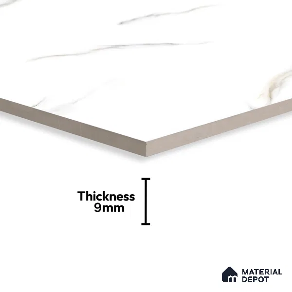 Budget Friendly Marble Floor & Wall Tile Value For Money TL 05601 Statuario Pacific 4 ft x 2 ft - Vitrified Glossy Finish -9 mm | 3 Random Design | Suitable for Living Room, Bedroom & Bathroom