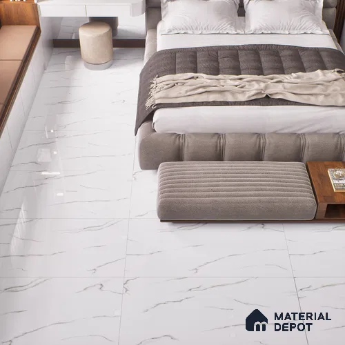 Budget Friendly Marble Floor & Wall Tile Value For Money TL 05601 Statuario Pacific 4 ft x 2 ft - Vitrified Glossy Finish -9 mm | 3 Random Design | Suitable for Living Room, Bedroom & Bathroom