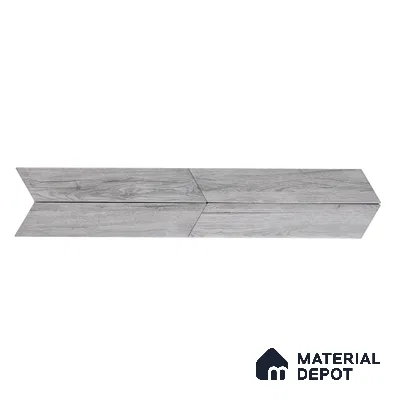 Subway Wall & Floor Tile TL 05233 O Edge Craft Glitch Grigio Chevron Edge 18 x 3 inch (450x80 mm) Vitrified Matte Finish - 8 mm | Random Design | Suitable for Accent / Feature Walls, Bathroom, Kitchen Wall & Backsplashes