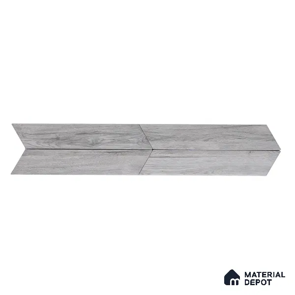 Subway Wall & Floor Tile TL 05233 O Edge Craft Glitch Grigio Chevron Edge 18 x 3 inch (450x80 mm) Vitrified Matte Finish - 8 mm | Random Design | Suitable for Accent / Feature Walls, Bathroom, Kitchen Wall & Backsplashes