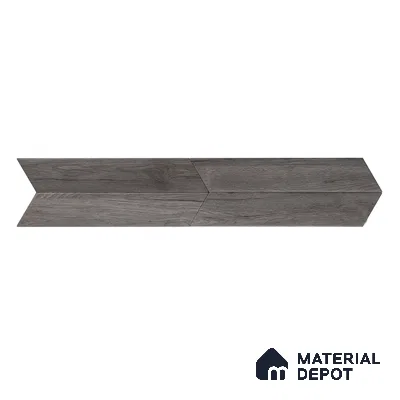 Subway Wall & Floor Tile TL 05233 P Edge Craft Dark Oak Chevron Edge 18 x 3 inch (450x80 mm) Vitrified Matte Finish - 8 mm | Random Design | Suitable for Accent / Feature Walls, Bathroom, Kitchen Wall & Backsplashes (Sample)