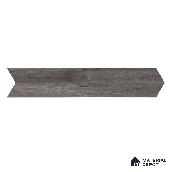Subway Wall & Floor Tile TL 05233 P Edge Craft Dark Oak Chevron Edge 18 x 3 inch (450x80 mm) Vitrified Matte Finish - 8 mm | Random Design | Suitable for Accent / Feature Walls, Bathroom, Kitchen Wall & Backsplashes (Sample)