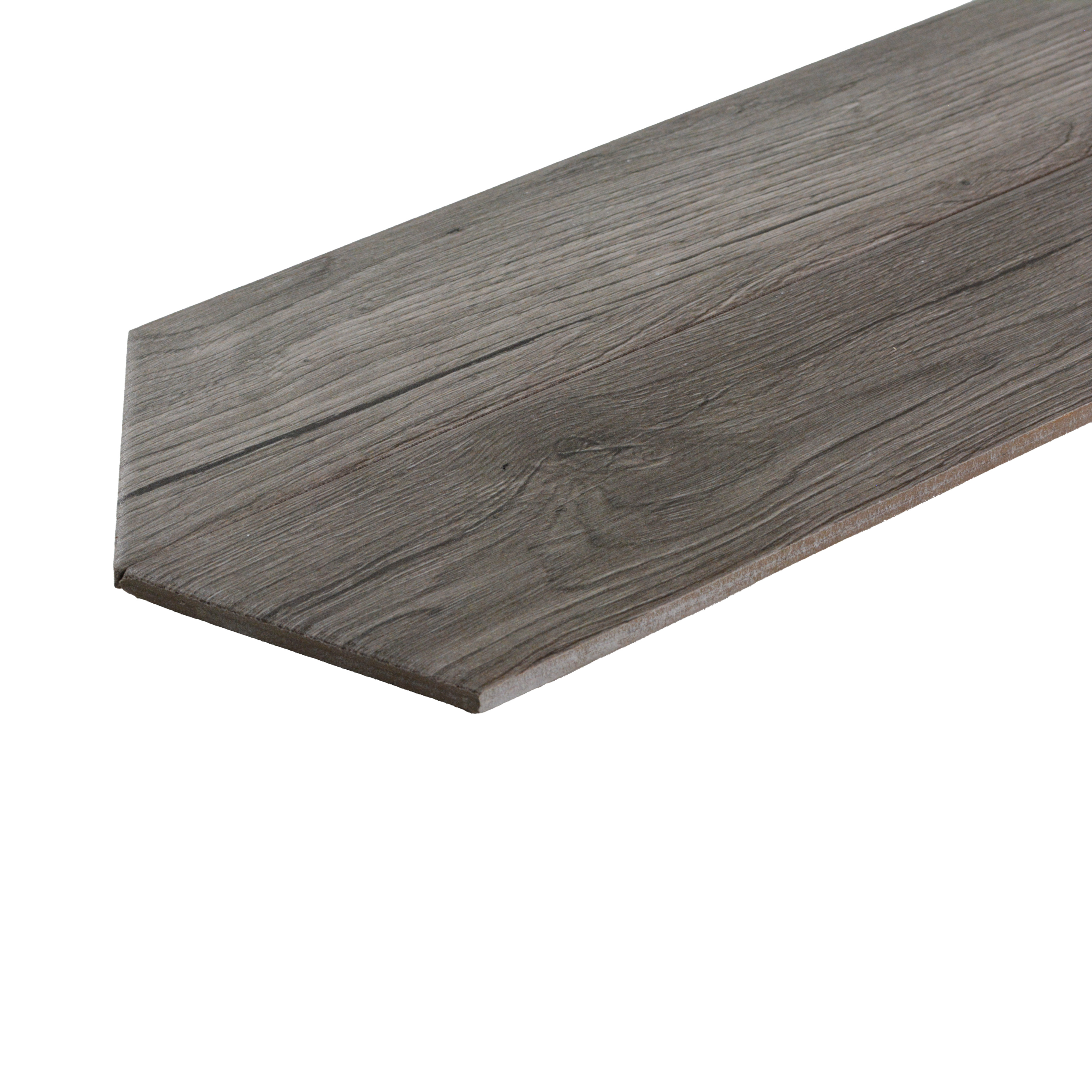Subway Wall & Floor Tile TL 05233 P Edge Craft Dark Oak Chevron Edge 18 x 3 inch (450x80 mm) Vitrified Matte Finish - 8 mm | Random Design | Suitable for Accent / Feature Walls, Bathroom, Kitchen Wall & Backsplashes (Sample)