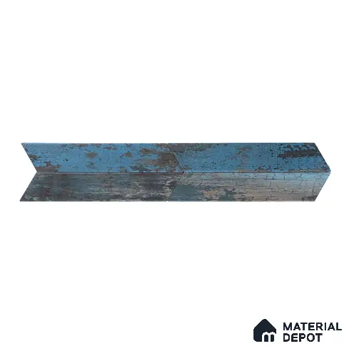Subway Metallic Wall & Floor Tile TL 05233 Edge Craft Trench Turquoise Chevron Edge 18 x 3 inch (450x80 mm) Vitrified Matte Finish - 8 mm | 48 Random Faces | Suitable for Accent / Feature Walls, Bathroom, Kitchen Wall & Backsplashes