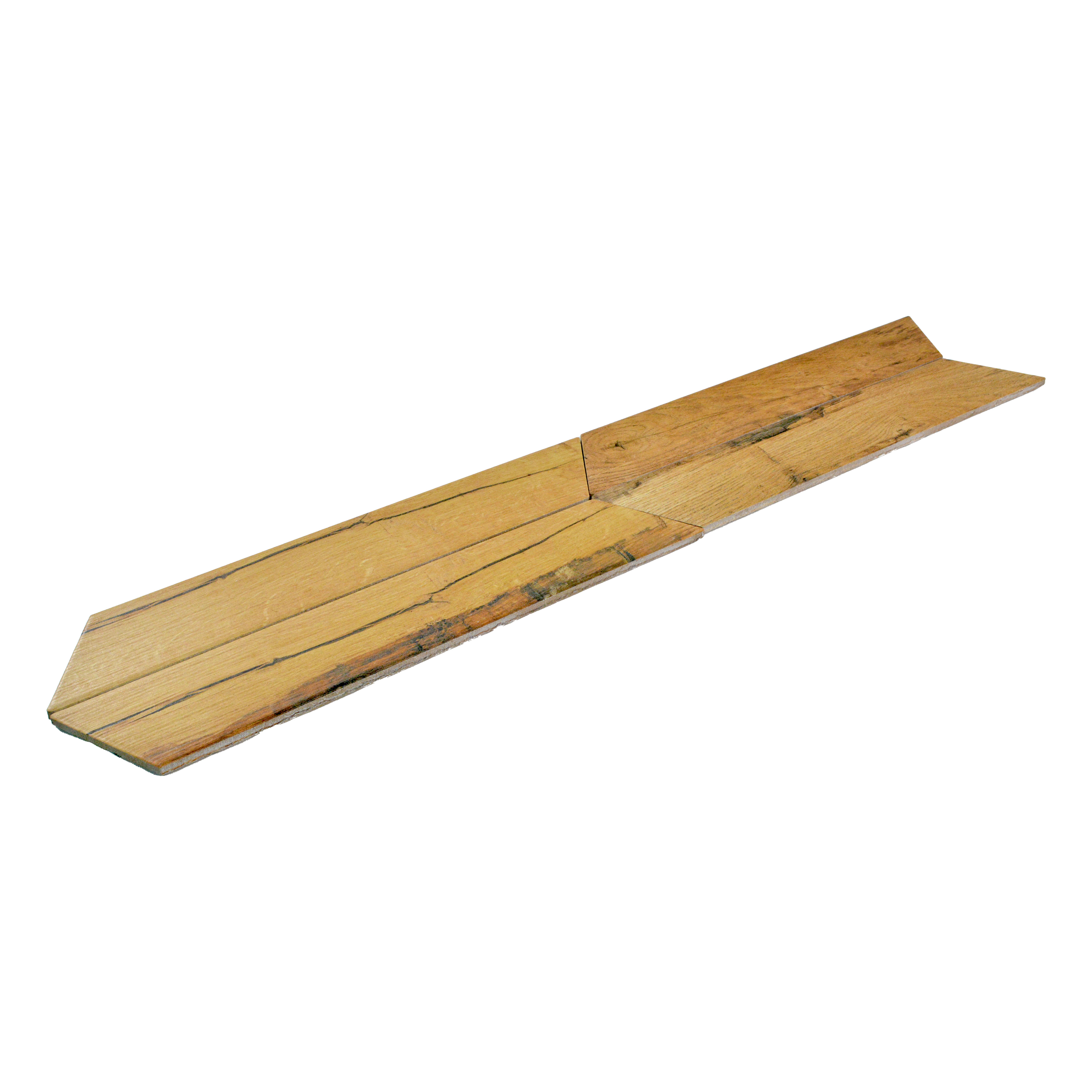 Subway Wall & Floor Tile TL 05233 T Edge Craft Driftwood Chevron Edge 18 x 3 inch (450x80 mm) Vitrified Matte Finish - 8 mm | 24 Random Faces | Suitable for Accent / Feature Walls, Bathroom, Kitchen Wall & Backsplashes (Sample)