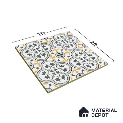 Moroccan Floor & Wall Tile TL 02123 Brown & Blue 2 ft x 2 ft Matte Finish Vitrified Tile - 9.5 mm | Suitable For Kitchen, Bathroom, Dining Area | Please Expect a Slight Variation of Pattern