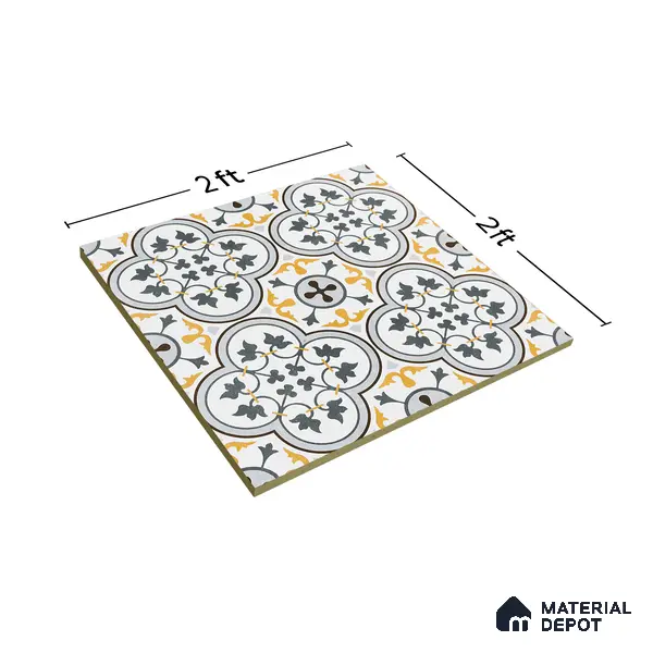 Moroccan Floor & Wall Tile TL 02123 Brown & Blue 2 ft x 2 ft Matte Finish Vitrified Tile - 9.5 mm | Suitable For Kitchen, Bathroom, Dining Area | Please Expect a Slight Variation of Pattern