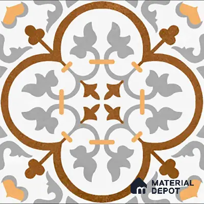 Moroccan Floor & Wall Tile TL 02121 Cool Grey & Brown 2 ft x 2 ft Matte Finish Vitrified Tile - 9.5 mm | Suitable For Kitchen, Bathroom, Dining Area | Please Expect a Slight Variation of Pattern