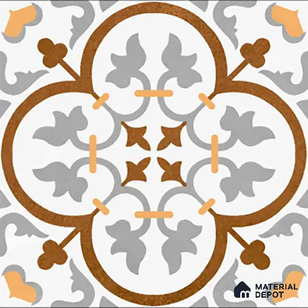 Moroccan Floor & Wall Tile TL 02121 Cool Grey & Brown 2 ft x 2 ft Matte Finish Vitrified Tile - 9.5 mm | Suitable For Kitchen, Bathroom, Dining Area | Please Expect a Slight Variation of Pattern