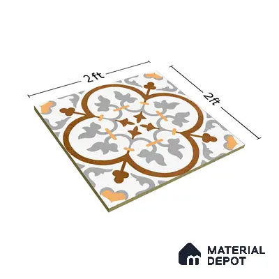 Moroccan Floor & Wall Tile TL 02121 Cool Grey & Brown 2 ft x 2 ft Matte Finish Vitrified Tile - 9.5 mm | Suitable For Kitchen, Bathroom, Dining Area | Please Expect a Slight Variation of Pattern