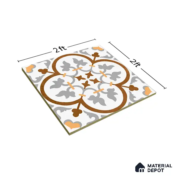 Moroccan Floor & Wall Tile TL 02121 Cool Grey & Brown 2 ft x 2 ft Matte Finish Vitrified Tile - 9.5 mm | Suitable For Kitchen, Bathroom, Dining Area | Please Expect a Slight Variation of Pattern