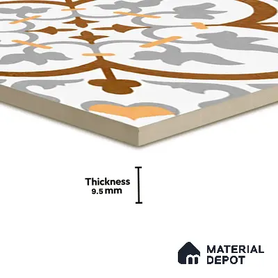 Moroccan Floor & Wall Tile TL 02121 Cool Grey & Brown 2 ft x 2 ft Matte Finish Vitrified Tile - 9.5 mm | Suitable For Kitchen, Bathroom, Dining Area | Please Expect a Slight Variation of Pattern