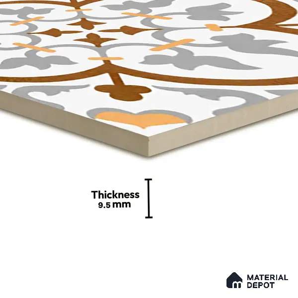Moroccan Floor & Wall Tile TL 02121 Cool Grey & Brown 2 ft x 2 ft Matte Finish Vitrified Tile - 9.5 mm | Suitable For Kitchen, Bathroom, Dining Area | Please Expect a Slight Variation of Pattern