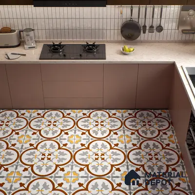 Moroccan Floor & Wall Tile TL 02121 Cool Grey & Brown 2 ft x 2 ft Matte Finish Vitrified Tile - 9.5 mm | Suitable For Kitchen, Bathroom, Dining Area | Please Expect a Slight Variation of Pattern