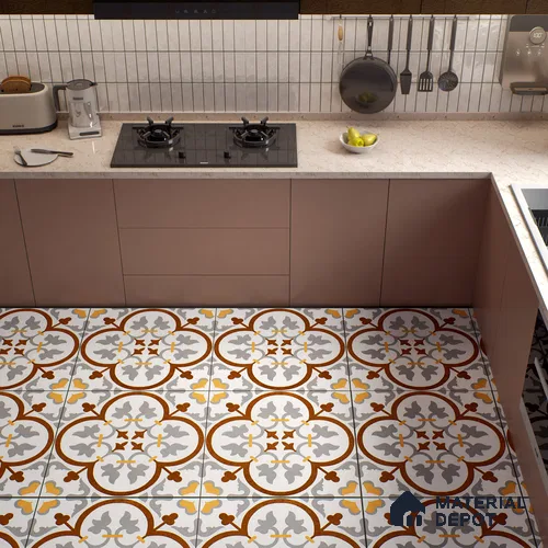 Moroccan Floor & Wall Tile TL 02121 Cool Grey & Brown 2 ft x 2 ft Matte Finish Vitrified Tile - 9.5 mm | Suitable For Kitchen, Bathroom, Dining Area | Please Expect a Slight Variation of Pattern