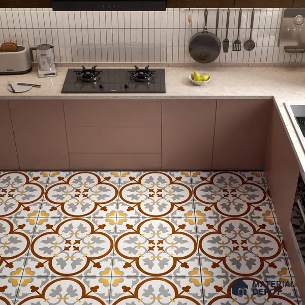 Moroccan Floor & Wall Tile TL 02121 Cool Grey & Brown 2 ft x 2 ft Matte Finish Vitrified Tile - 9.5 mm | Suitable For Kitchen, Bathroom, Dining Area | Please Expect a Slight Variation of Pattern