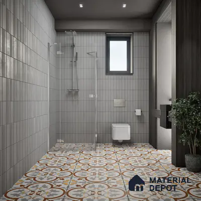 Moroccan Floor & Wall Tile TL 02121 Cool Grey & Brown 2 ft x 2 ft Matte Finish Vitrified Tile - 9.5 mm | Suitable For Kitchen, Bathroom, Dining Area | Please Expect a Slight Variation of Pattern