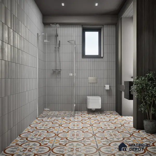 Moroccan Floor & Wall Tile TL 02121 Cool Grey & Brown 2 ft x 2 ft Matte Finish Vitrified Tile - 9.5 mm | Suitable For Kitchen, Bathroom, Dining Area | Please Expect a Slight Variation of Pattern