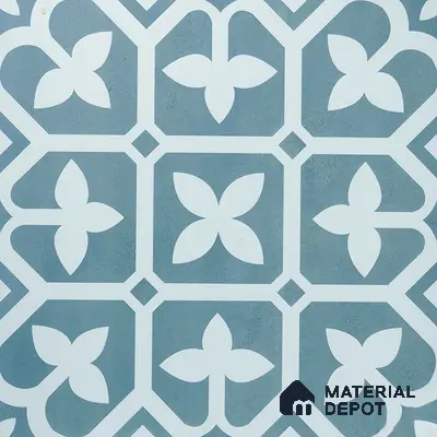 Moroccan Floor & Wall Tile TL 02120 Marine Blue 2 ft x 2 ft Matte Finish Vitrified Tile - 9.5 mm | Suitable For Kitchen, Bathroom, Dining Area | Please Expect a Slight Variation of Pattern