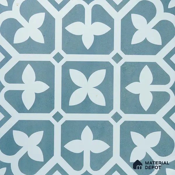 Moroccan Floor & Wall Tile TL 02120 Marine Blue 2 ft x 2 ft Matte Finish Vitrified Tile - 9.5 mm | Suitable For Kitchen, Bathroom, Dining Area | Please Expect a Slight Variation of Pattern