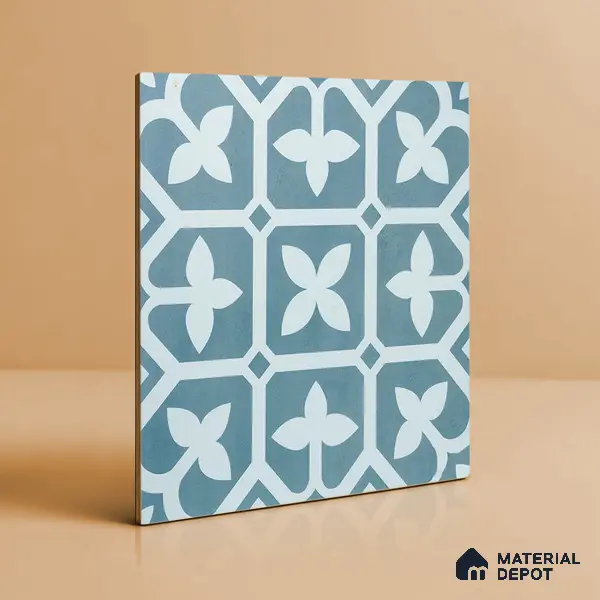 Moroccan Floor & Wall Tile TL 02120 Marine Blue 2 ft x 2 ft Matte Finish Vitrified Tile - 9.5 mm | Suitable For Kitchen, Bathroom, Dining Area | Please Expect a Slight Variation of Pattern