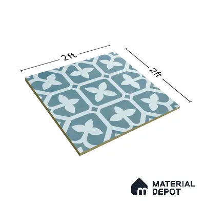 Moroccan Floor & Wall Tile TL 02120 Marine Blue 2 ft x 2 ft Matte Finish Vitrified Tile - 9.5 mm | Suitable For Kitchen, Bathroom, Dining Area | Please Expect a Slight Variation of Pattern