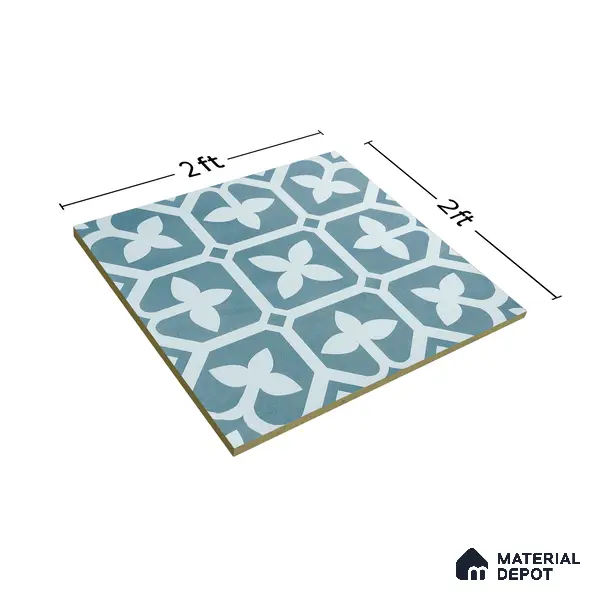 Moroccan Floor & Wall Tile TL 02120 Marine Blue 2 ft x 2 ft Matte Finish Vitrified Tile - 9.5 mm | Suitable For Kitchen, Bathroom, Dining Area | Please Expect a Slight Variation of Pattern