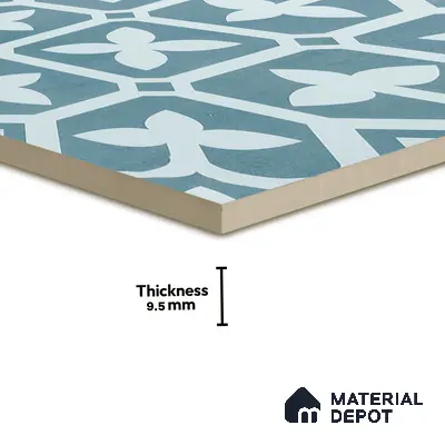 Moroccan Floor & Wall Tile TL 02120 Marine Blue 2 ft x 2 ft Matte Finish Vitrified Tile - 9.5 mm | Suitable For Kitchen, Bathroom, Dining Area | Please Expect a Slight Variation of Pattern