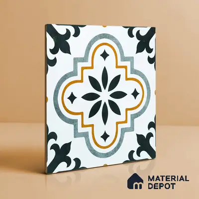 Moroccan Floor & Wall Tile TL 02122 Salt White 2 ft x 2 ft Matte Finish Vitrified Tile - 9.5 mm | Suitable For Kitchen, Bathroom, Dining Area | Please Expect a Slight Variation of Pattern