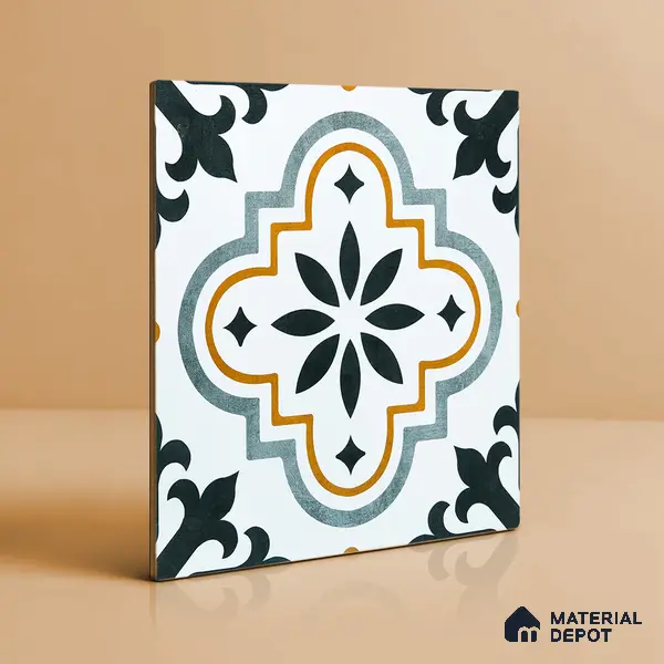 Moroccan Floor & Wall Tile TL 02122 Salt White 2 ft x 2 ft Matte Finish Vitrified Tile - 9.5 mm | Suitable For Kitchen, Bathroom, Dining Area | Please Expect a Slight Variation of Pattern