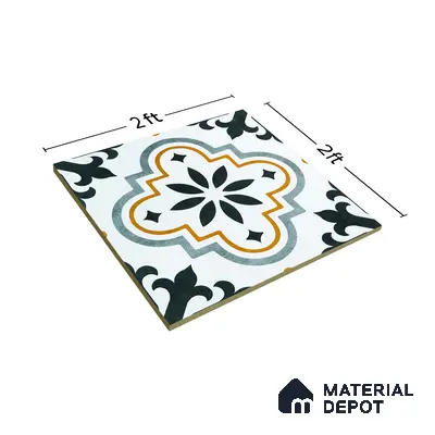 Moroccan Floor & Wall Tile TL 02122 Salt White 2 ft x 2 ft Matte Finish Vitrified Tile - 9.5 mm | Suitable For Kitchen, Bathroom, Dining Area | Please Expect a Slight Variation of Pattern