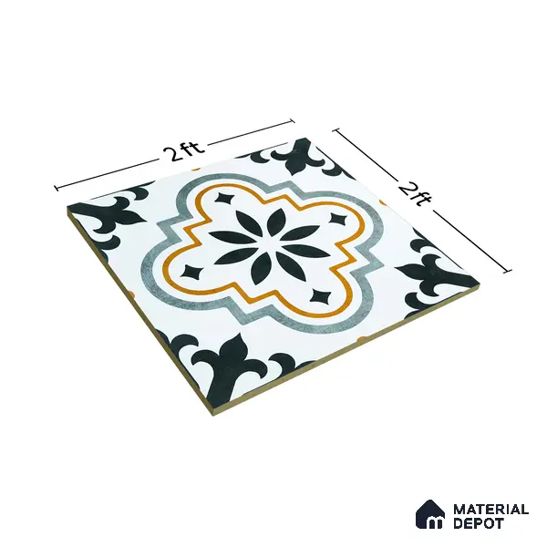 Moroccan Floor & Wall Tile TL 02122 Salt White 2 ft x 2 ft Matte Finish Vitrified Tile - 9.5 mm | Suitable For Kitchen, Bathroom, Dining Area | Please Expect a Slight Variation of Pattern